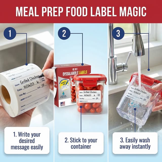MESS Dissolvable Labels 3-step usage how-to guide