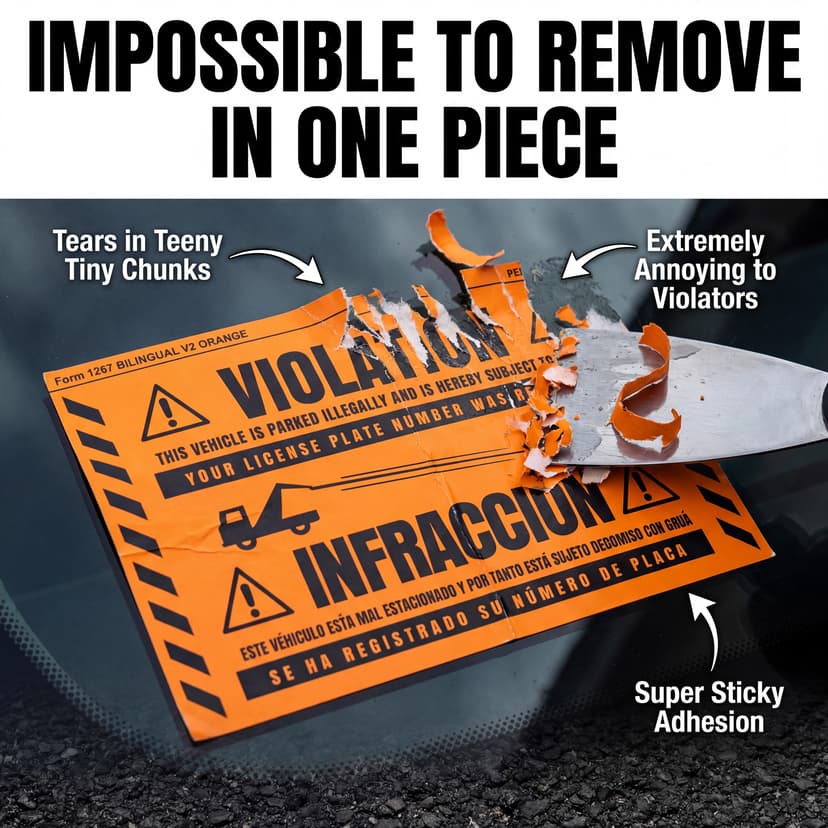 Parking violation stickers features and benefits comparison infographic