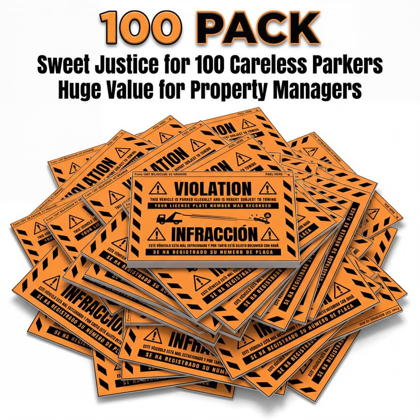 Parking violation sticker pad packaging and quantity details